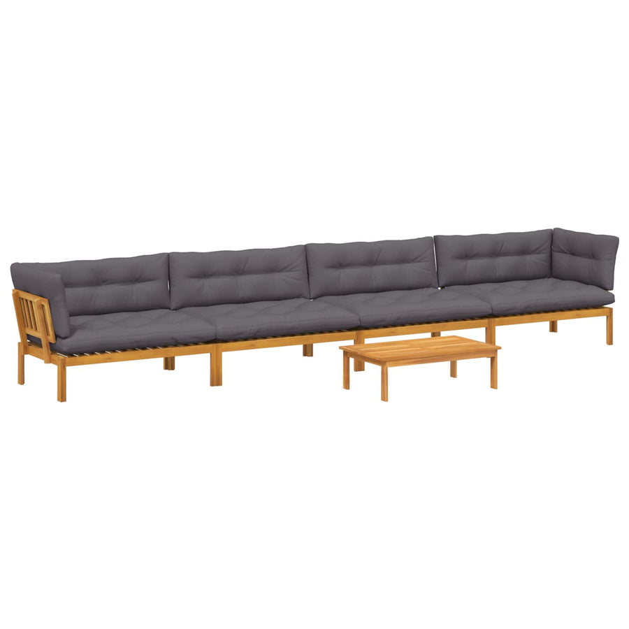 Garden Pallet Sofa Units 5 pcs Solid Acacia Wood Natural