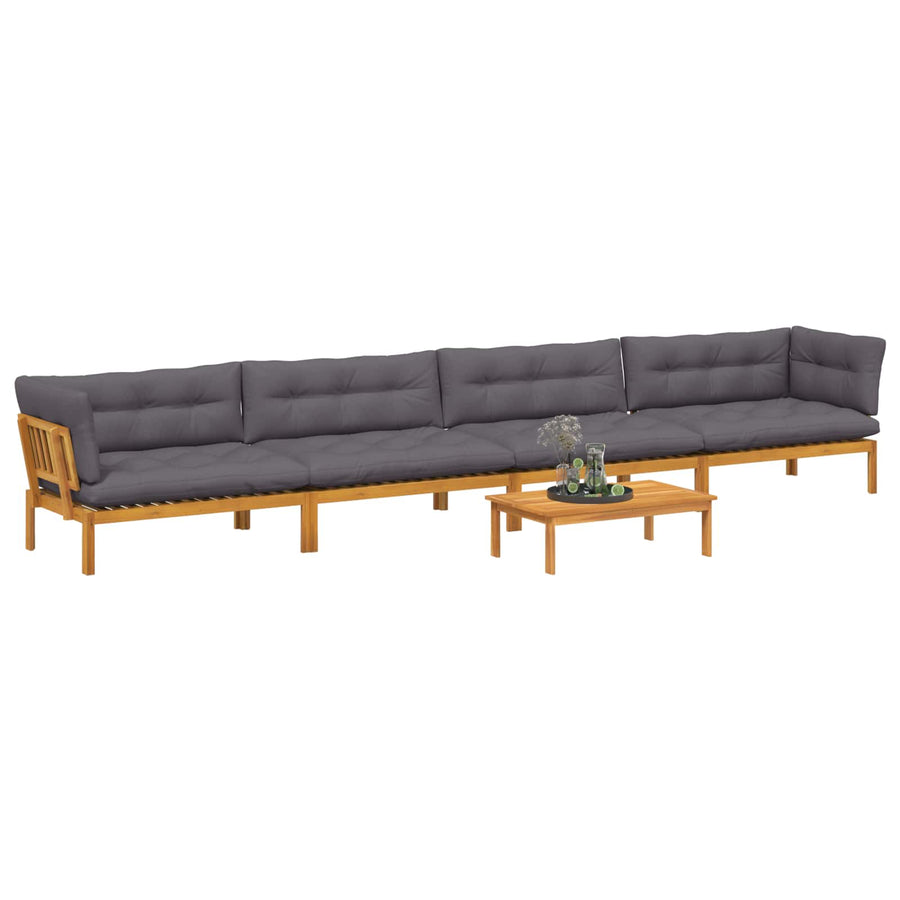 Garden Pallet Sofa Units 5 pcs Solid Acacia Wood Natural