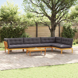 5 Piece Garden Pallet Sofa Units Solid Acacia Wood Natural