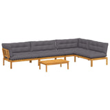 5 Piece Garden Pallet Sofa Units Solid Acacia Wood Natural - Front View