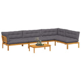 5 Piece Garden Pallet Sofa Units Solid Acacia Wood Natural - Side View