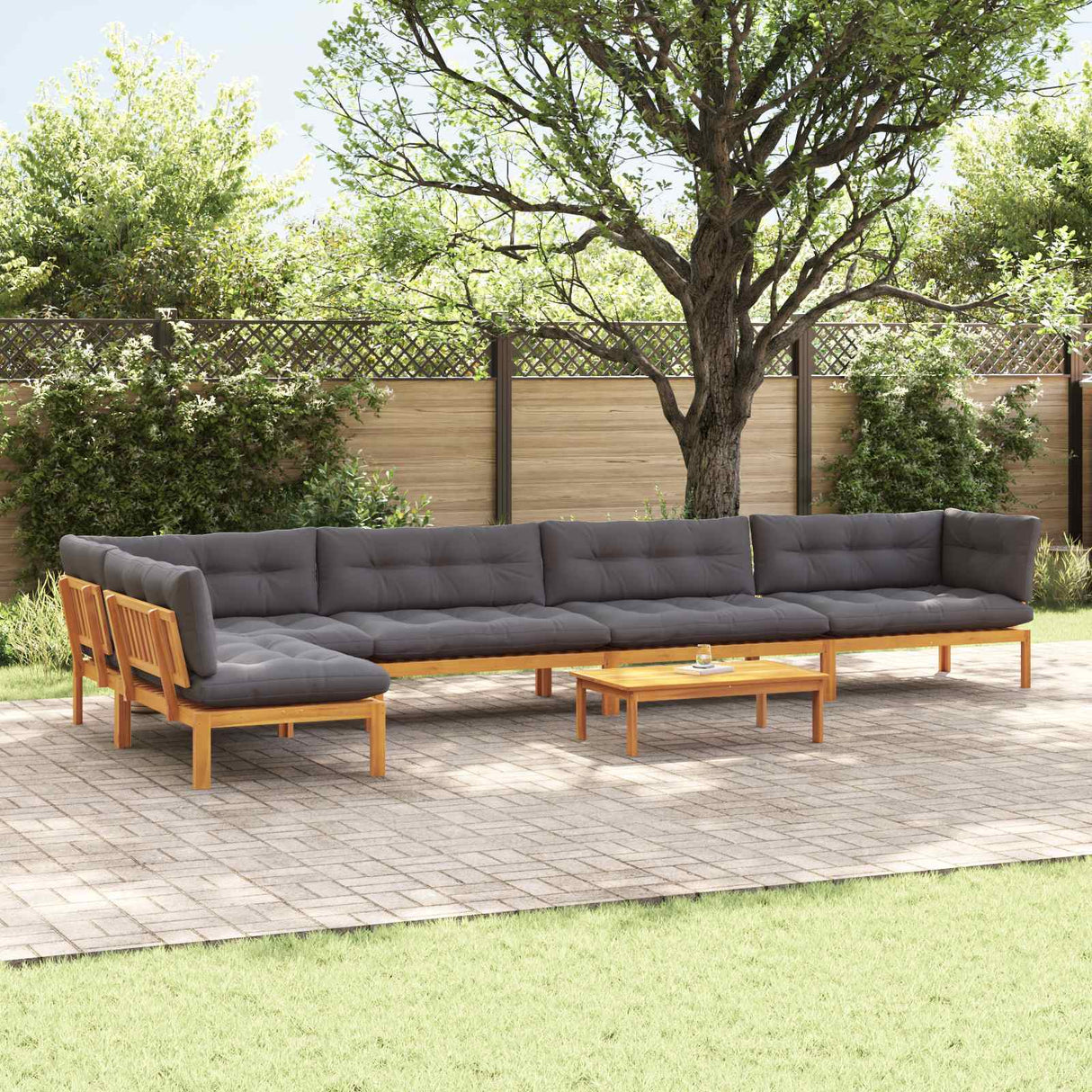 6 Piece Garden Pallet Sofa Units Solid Acacia Wood Natural