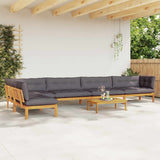 6 Piece Garden Pallet Sofa Units Solid Acacia Wood Natural - Top-Down View