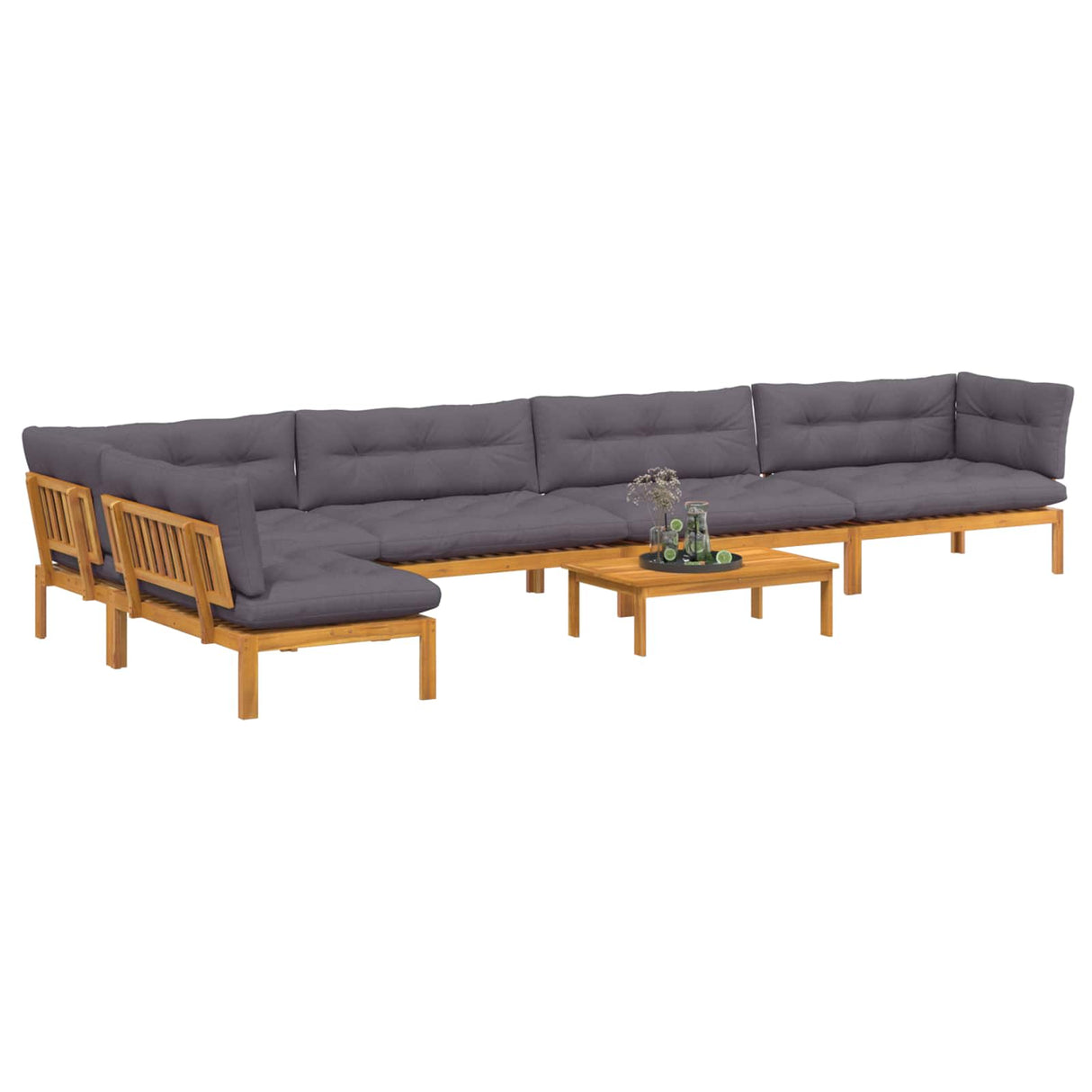6 Piece Garden Pallet Sofa Units Solid Acacia Wood Natural
