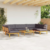 6 Piece Garden Pallet Sofa Units Solid Acacia Wood Natural