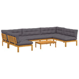 6 Piece Garden Pallet Sofa Units Solid Acacia Wood Natural - Front View