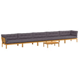 6 Piece Garden Pallet Sofa Units Solid Acacia Wood Natural