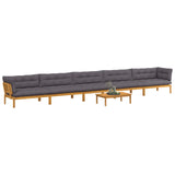 6 Piece Garden Pallet Sofa Units Solid Acacia Wood Natural