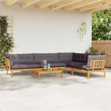5 Piece Garden Pallet Sofa Units Solid Acacia Wood Natural - Top-Down View