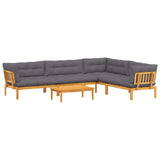 5 Piece Garden Pallet Sofa Units Solid Acacia Wood Natural - Front View