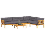 5 Piece Garden Pallet Sofa Units Solid Acacia Wood Natural - Side View