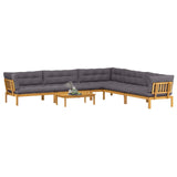 6 Piece Garden Pallet Sofa Units Solid Acacia Wood Natural - Side View