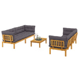 5 Piece Garden Pallet Sofa Units Solid Acacia Wood Natural - Side View