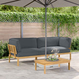 Sofa Set with Cushion Plain 2 pcs Anthracite Solid Acacia Wood