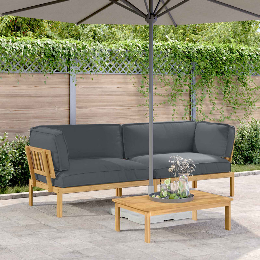 Sofa Set 2 pcs Anthracite 266 x 92 x 69 cm Solid Acacia Wood