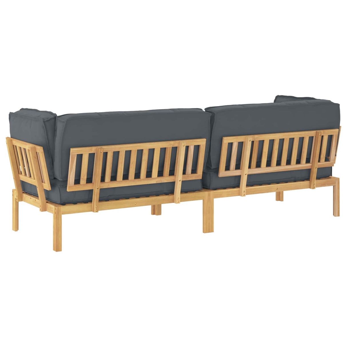 Sofa Set with Cushion Plain 2 pcs Anthracite Solid Acacia Wood