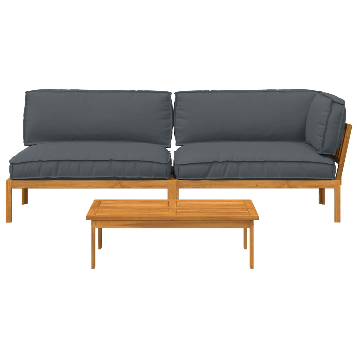Sofa Set with Cushion Plain 3 pcs Anthracite Solid Acacia Wood