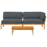 Sofa Set with Cushion Plain 3 pcs Anthracite Solid Acacia Wood