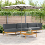 Sofa Set 4 pcs Anthracite Solid Acacia Wood