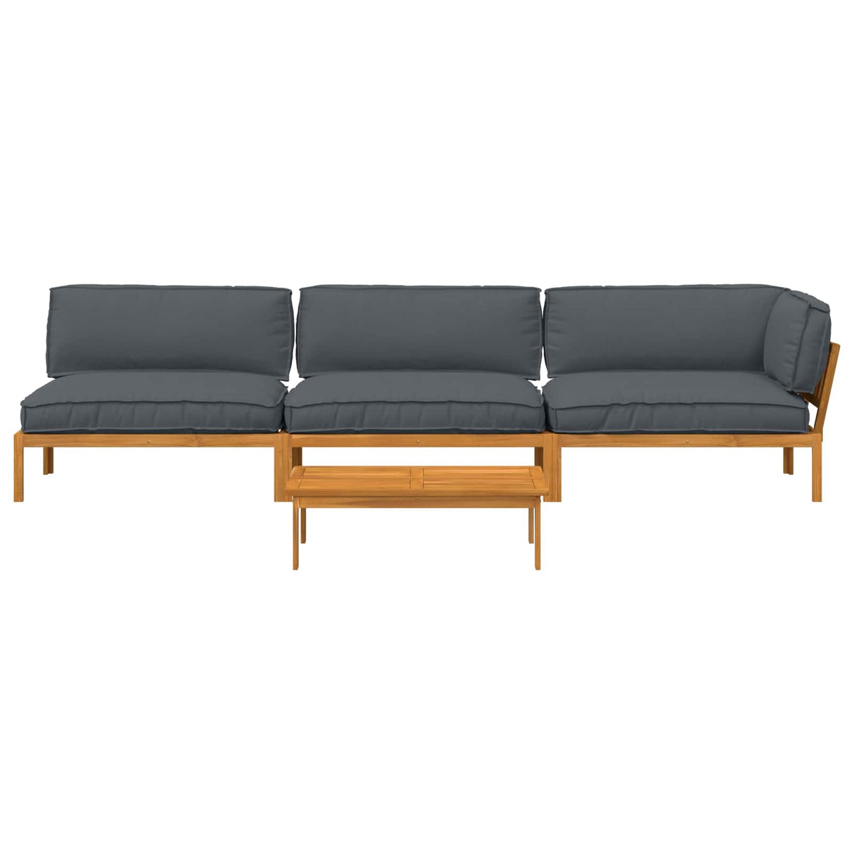 Sofa Set with Cushion Plain 4 pcs Anthracite Solid Acacia Wood