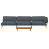 Sofa Set with Cushion Plain 4 pcs Anthracite Solid Acacia Wood - Extra Image