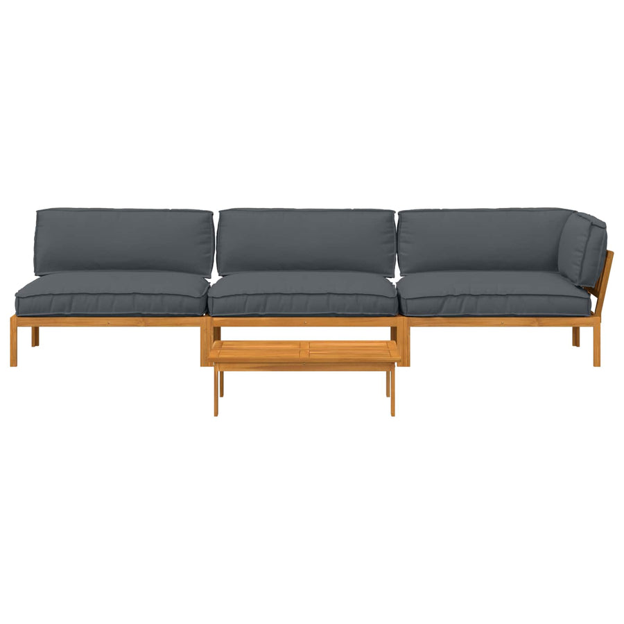 Sofa Set 4 pcs Anthracite Solid Acacia Wood
