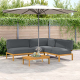 Sofa Set with Cushion Plain 4 pcs Anthracite Solid Acacia Wood