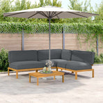 Sofa Set 4 pcs Anthracite Solid Acacia Wood