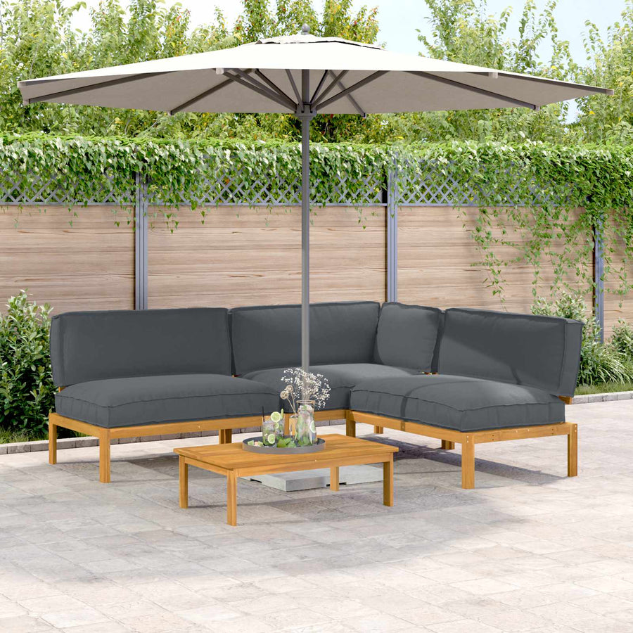 Sofa Set 4 pcs Anthracite Solid Acacia Wood