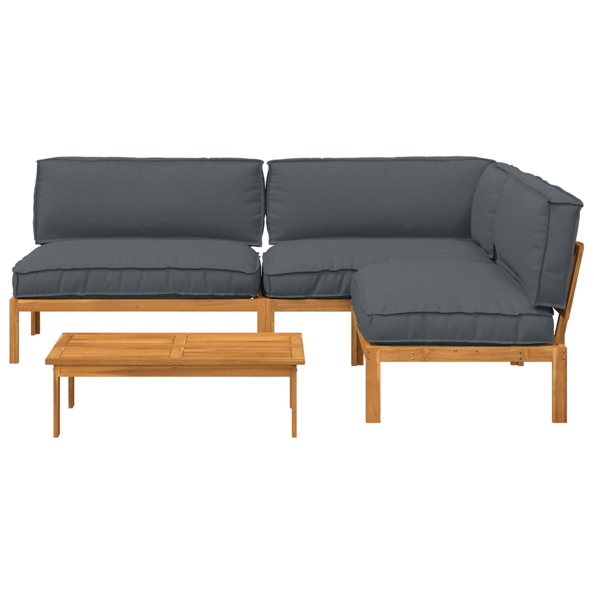 Sofa Set with Cushion Plain 4 pcs Anthracite Solid Acacia Wood