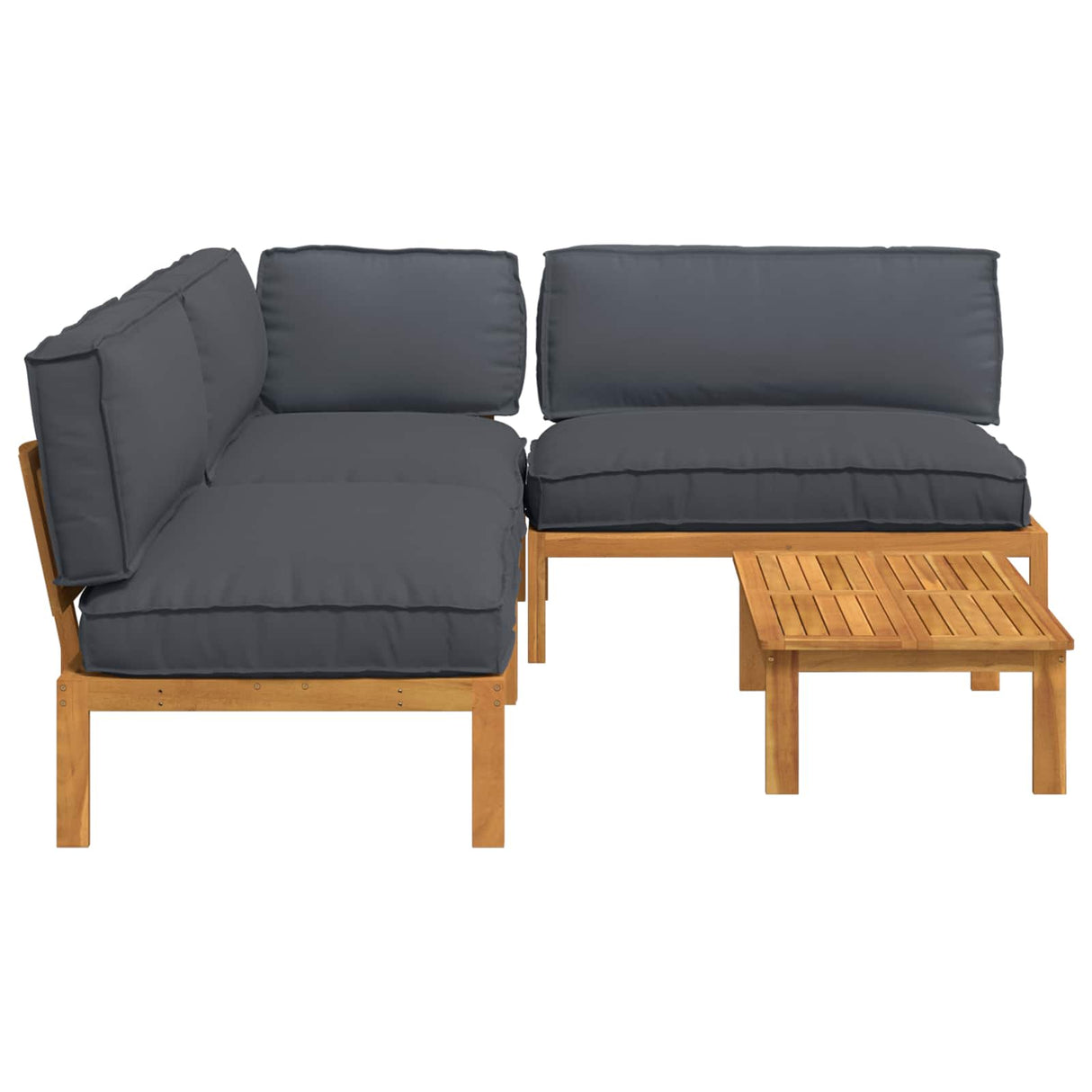 Sofa Set with Cushion Plain 4 pcs Anthracite Solid Acacia Wood