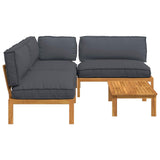 Sofa Set with Cushion Plain 4 pcs Anthracite Solid Acacia Wood