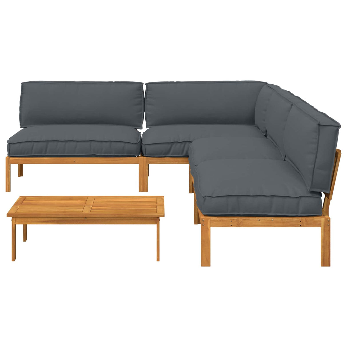 Sofa Set with Cushion Plain 5 pcs Anthracite Solid Acacia Wood