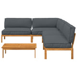 Sofa Set with Cushion Plain 5 pcs Anthracite Solid Acacia Wood - Extra Image