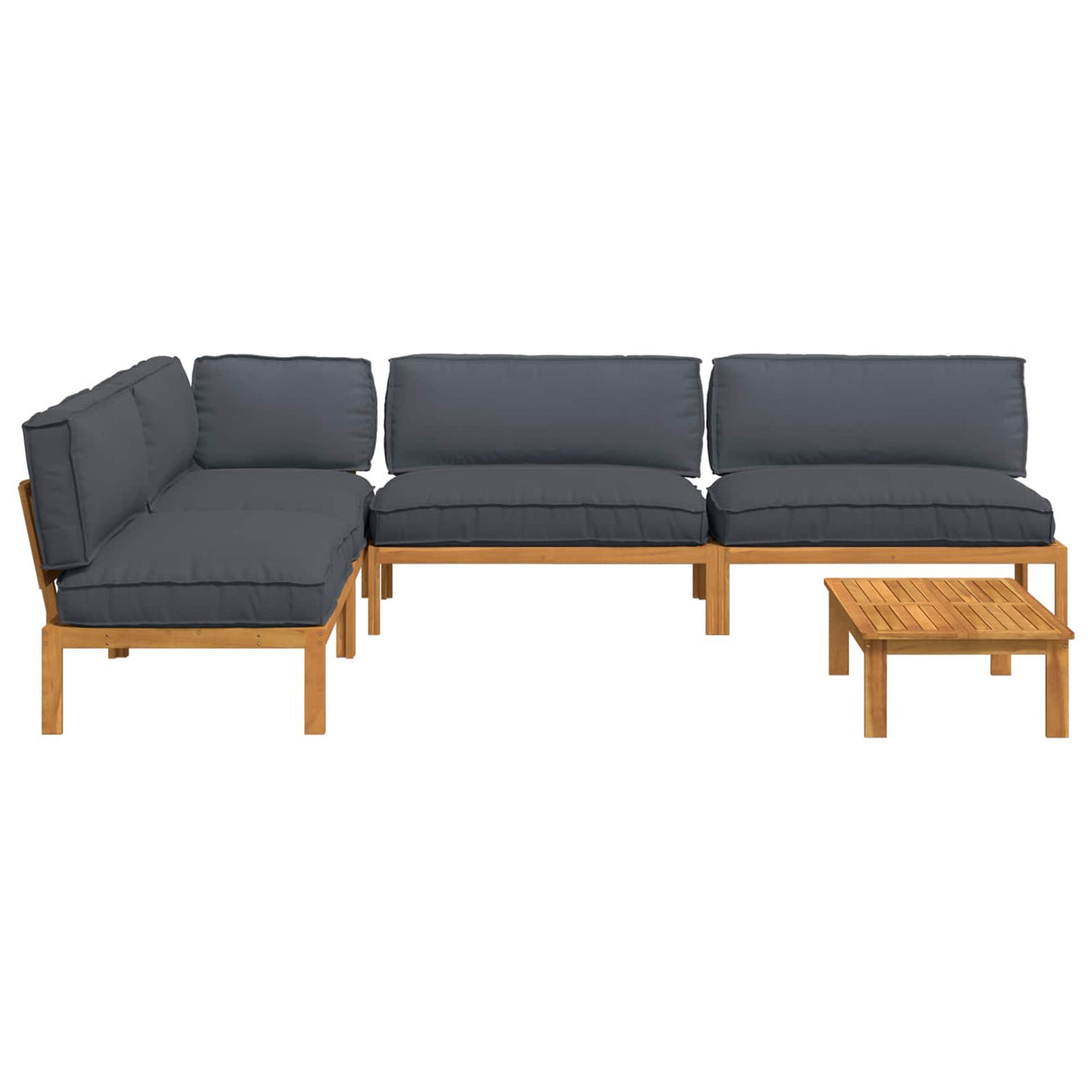 Sofa Set with Cushion Plain 5 pcs Anthracite Solid Acacia Wood