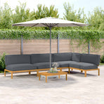 Sofa Set 5 pcs Anthracite Solid Acacia Wood