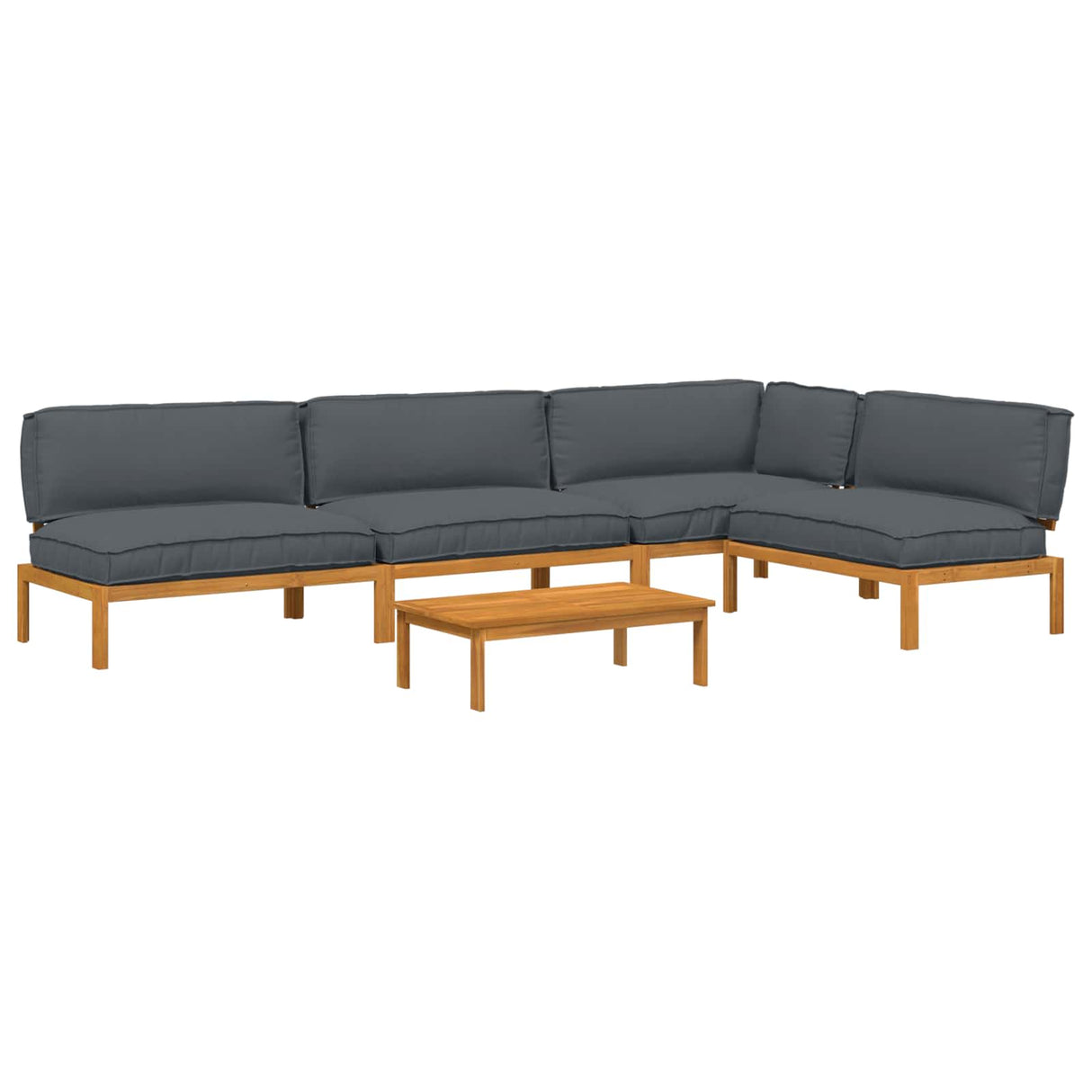 Sofa Set with Cushion Plain 5 pcs Anthracite Solid Acacia Wood