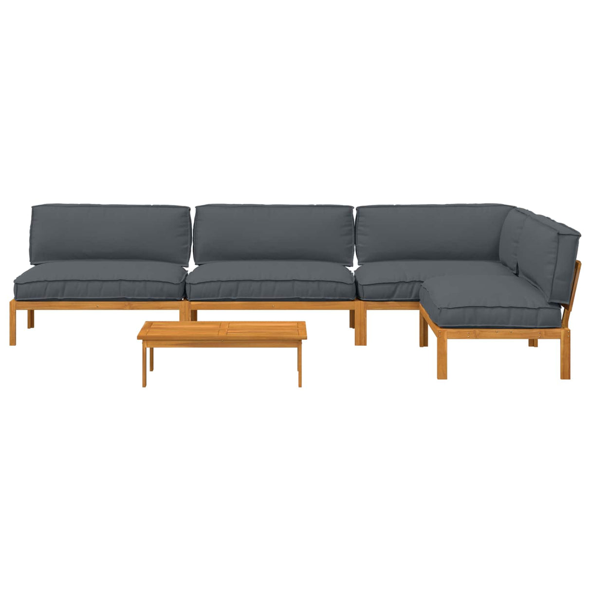 Sofa Set with Cushion Plain 5 pcs Anthracite Solid Acacia Wood