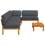 Sofa Set with Cushion Plain 5 pcs Anthracite Solid Acacia Wood - Extra Image