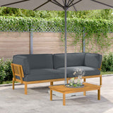 Sofa Set with Cushion Plain 2 pcs Anthracite Solid Acacia Wood