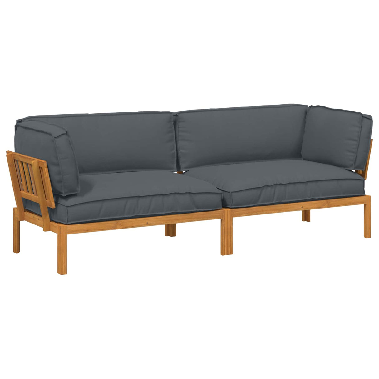 Sofa Set with Cushion Plain 2 pcs Anthracite Solid Acacia Wood