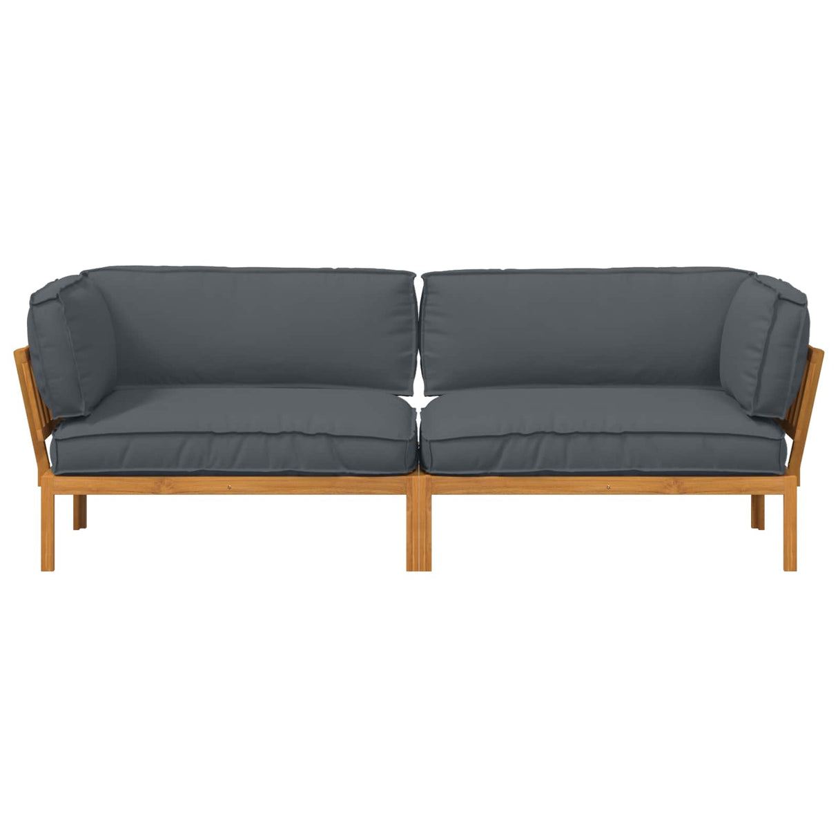 Sofa Set with Cushion Plain 2 pcs Anthracite Solid Acacia Wood
