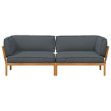 Sofa Set with Cushion Plain 2 pcs Anthracite Solid Acacia Wood - Low Angle