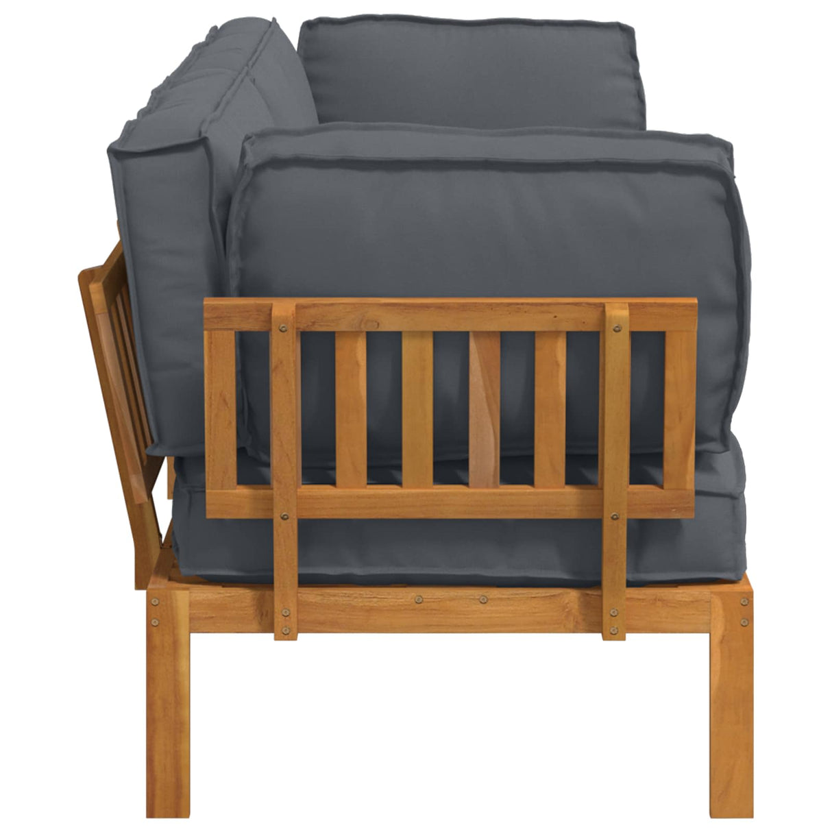 Sofa Set with Cushion Plain 2 pcs Anthracite Solid Acacia Wood