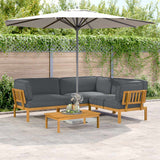 Sofa Set with Cushion Plain 4 pcs Anthracite Solid Acacia Wood