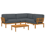 Sofa Set 4 pcs Anthracite Solid Acacia Wood