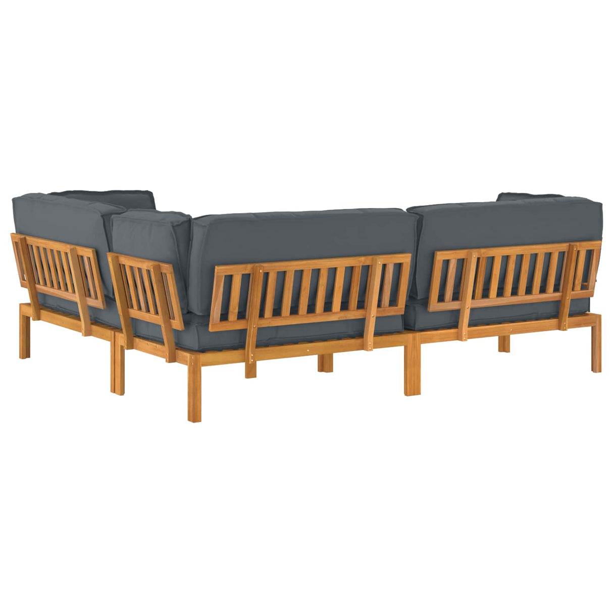 Sofa Set with Cushion Plain 4 pcs Anthracite Solid Acacia Wood