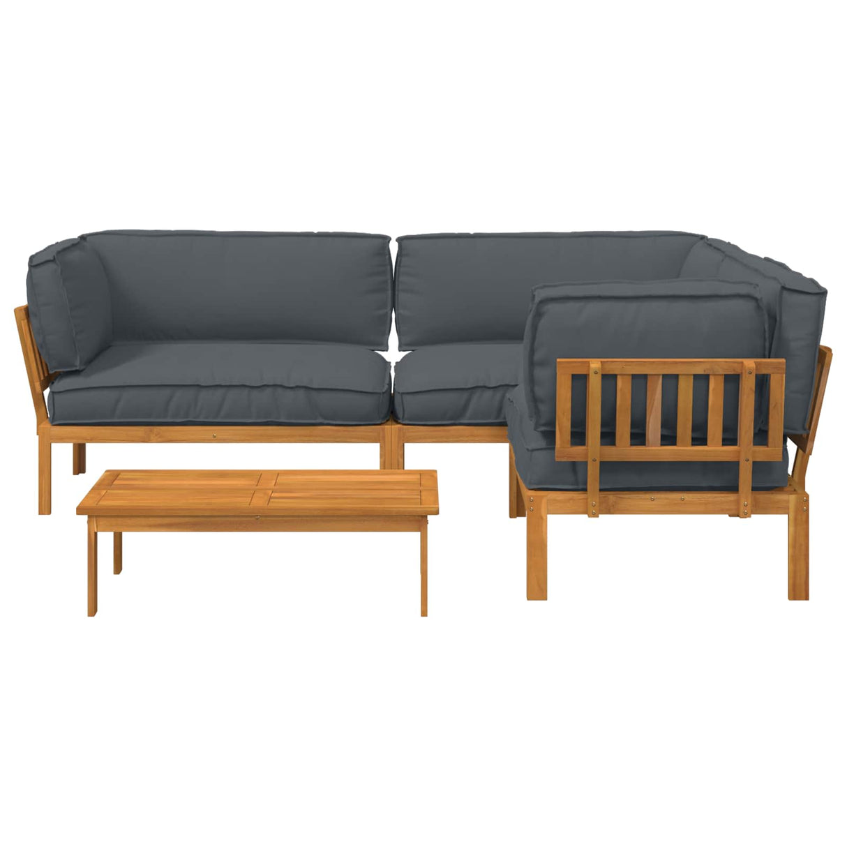 Sofa Set with Cushion Plain 4 pcs Anthracite Solid Acacia Wood