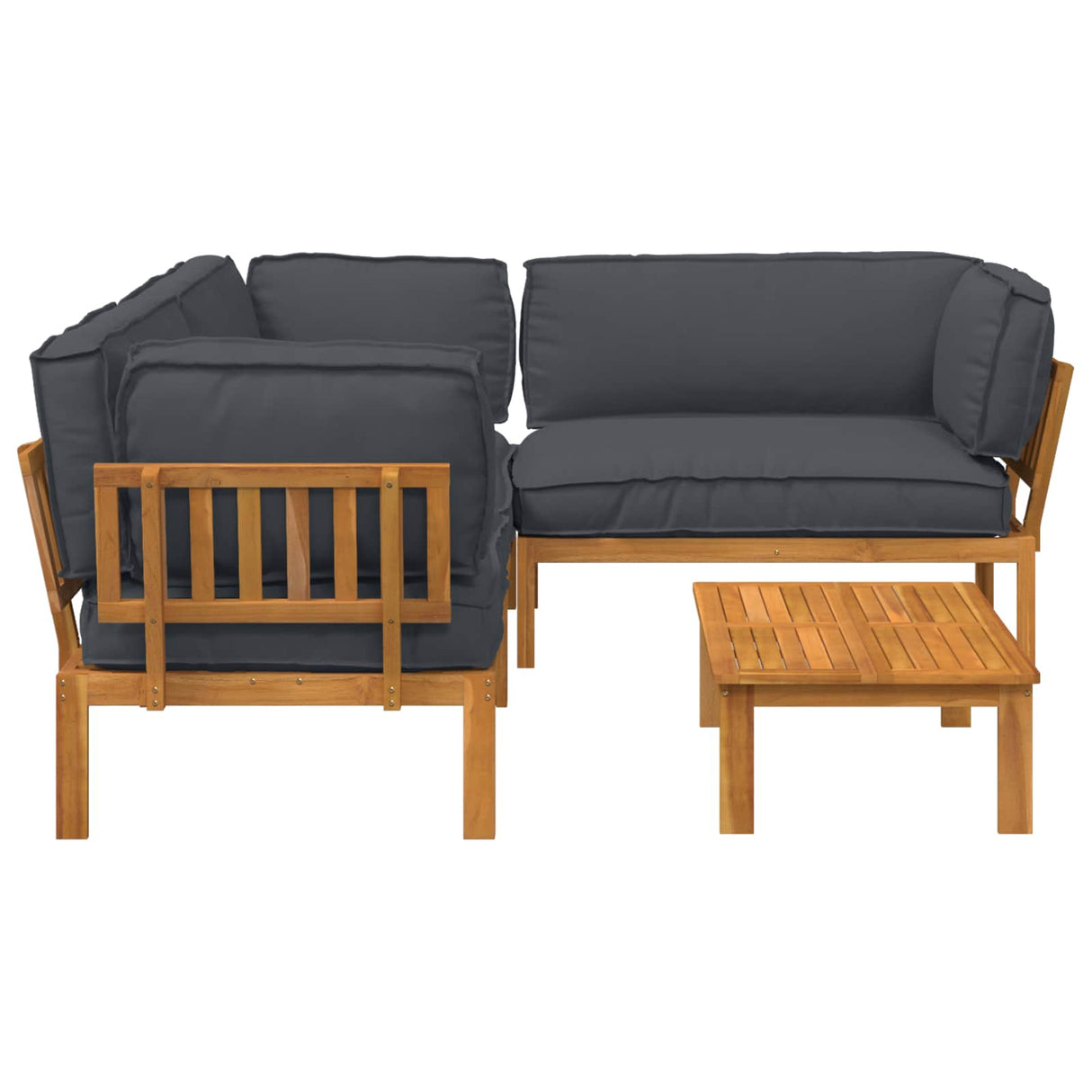 Sofa Set with Cushion Plain 4 pcs Anthracite Solid Acacia Wood