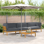 Sofa Set 4 pcs Anthracite Solid Acacia Wood